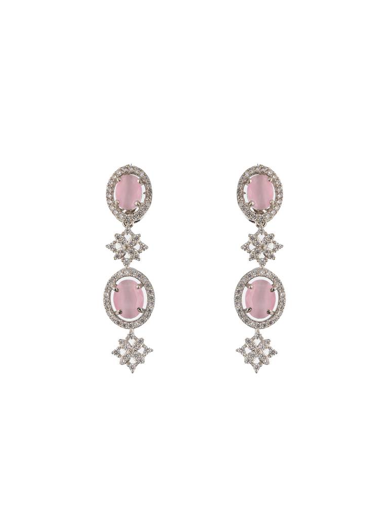 Rhodium-Plated American Diamonds Studded Layered Jewellery Set : NL-JS24-40400