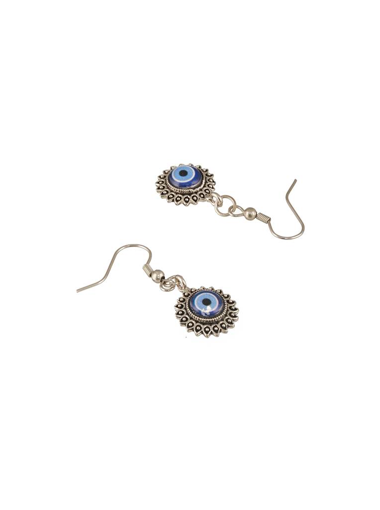Silver-Plated Oxidised Eveil Eye Necklace & Earrings : NL-JS24-40406