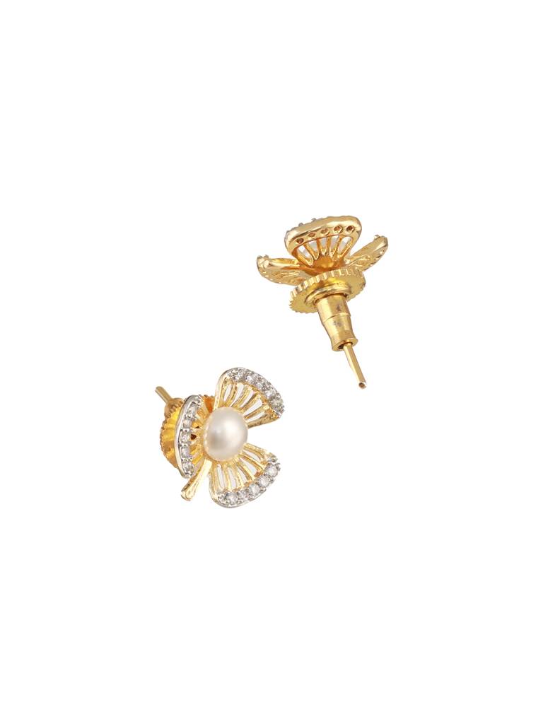 Gold Plated Ad Studded Pendant With Earrings And Chain : NL-JS24-40401