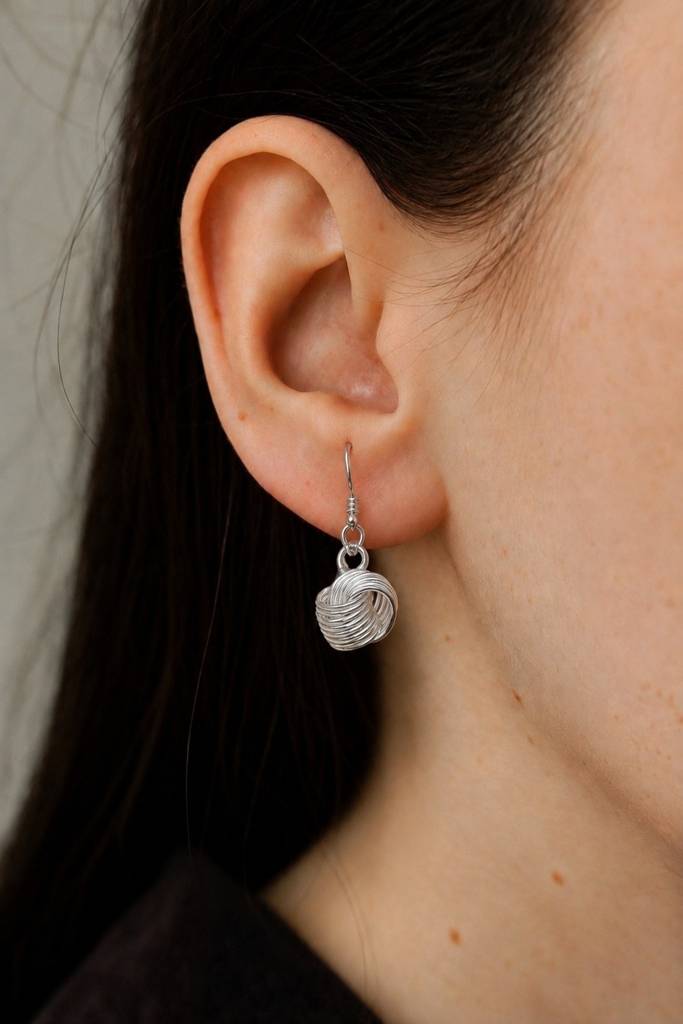 925 Sterling Silver Ball Drop Earrings For Women | Handmade Wire Sphere Dangle Hook Earrings For Girls : FU-1225