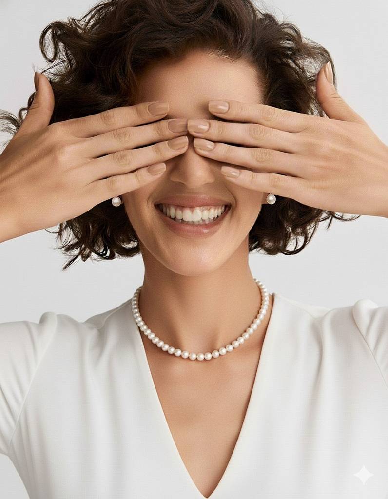 Classic Freshwater Pearl Necklace & Stud Set( Real Pearl And 925 Silver) : sis12