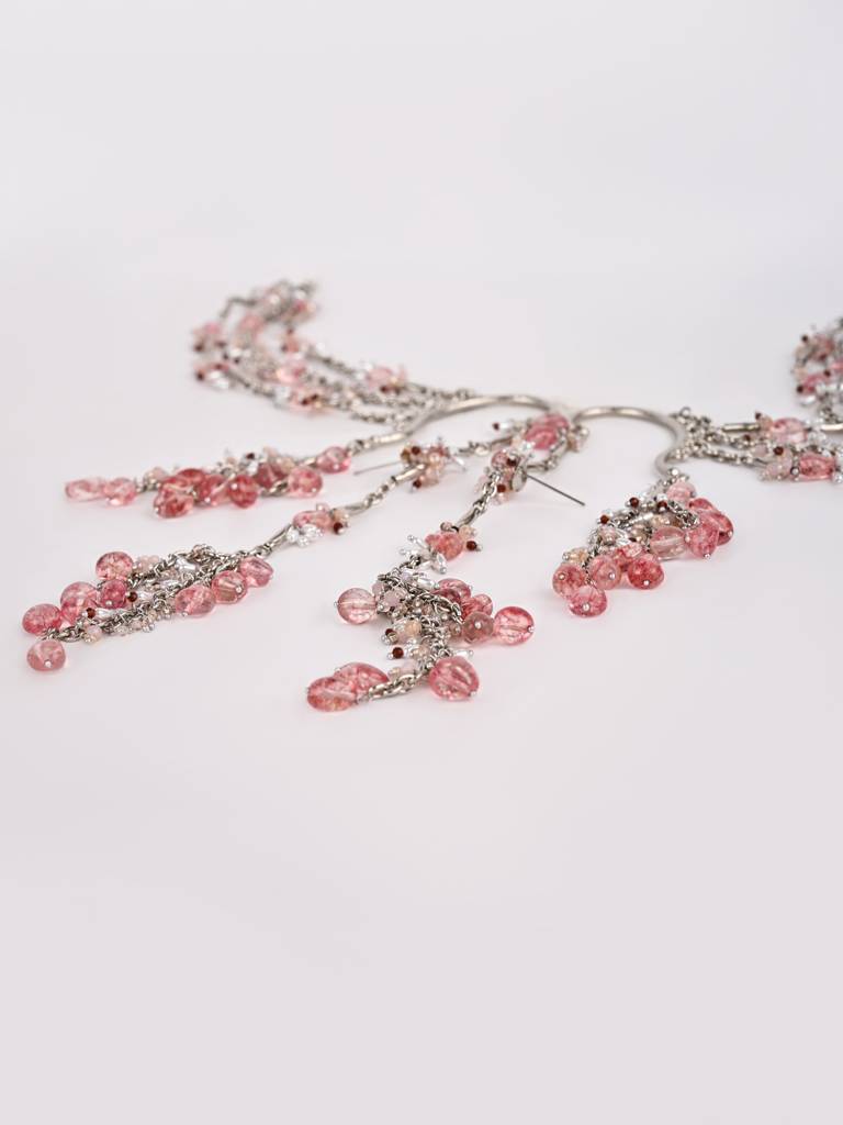 Viral And Trending Silver Plated Earcuff Earrings With Hair Extension Layers For A Fusion Style : EKN-02-01RED