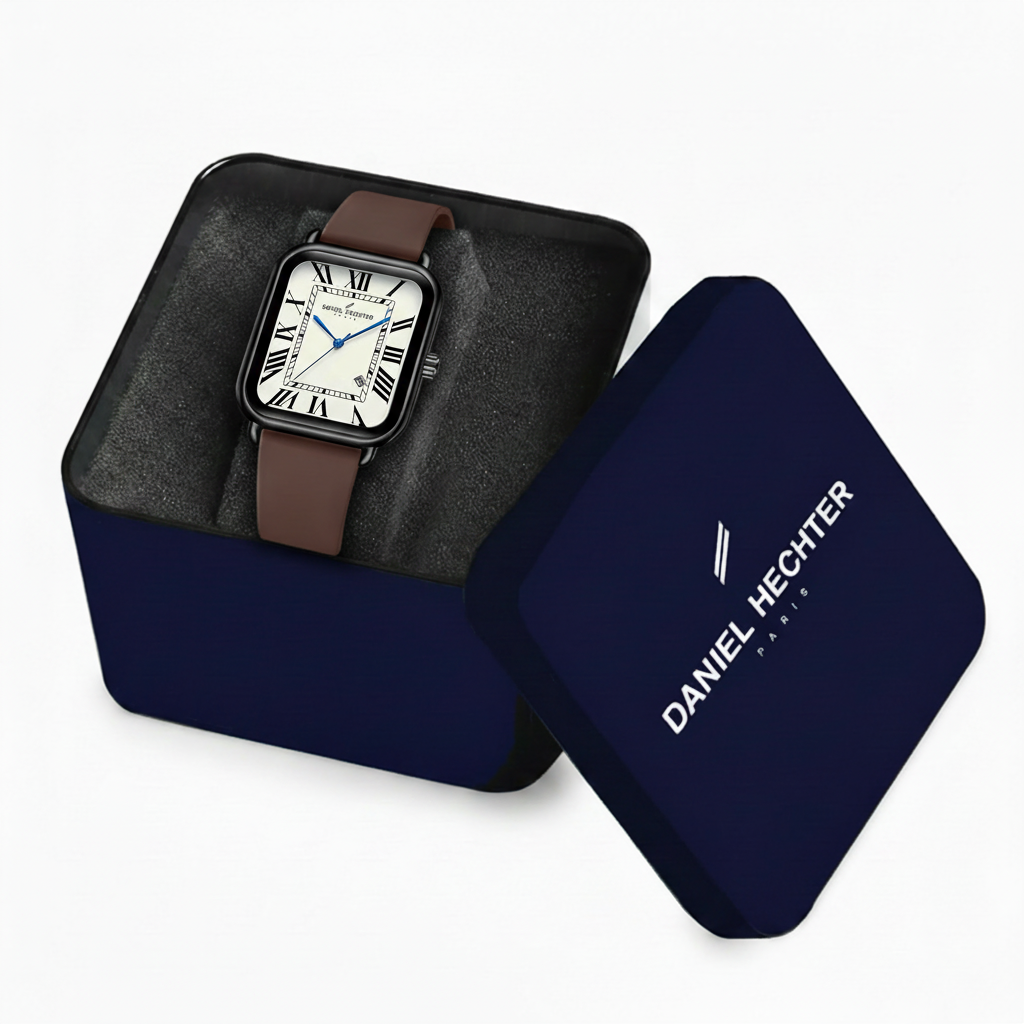 Daniel Hechter Plaisance Collection Square Watch For Women - White Dial, Roman Numerals With Minimalist Design : DHW2012-04