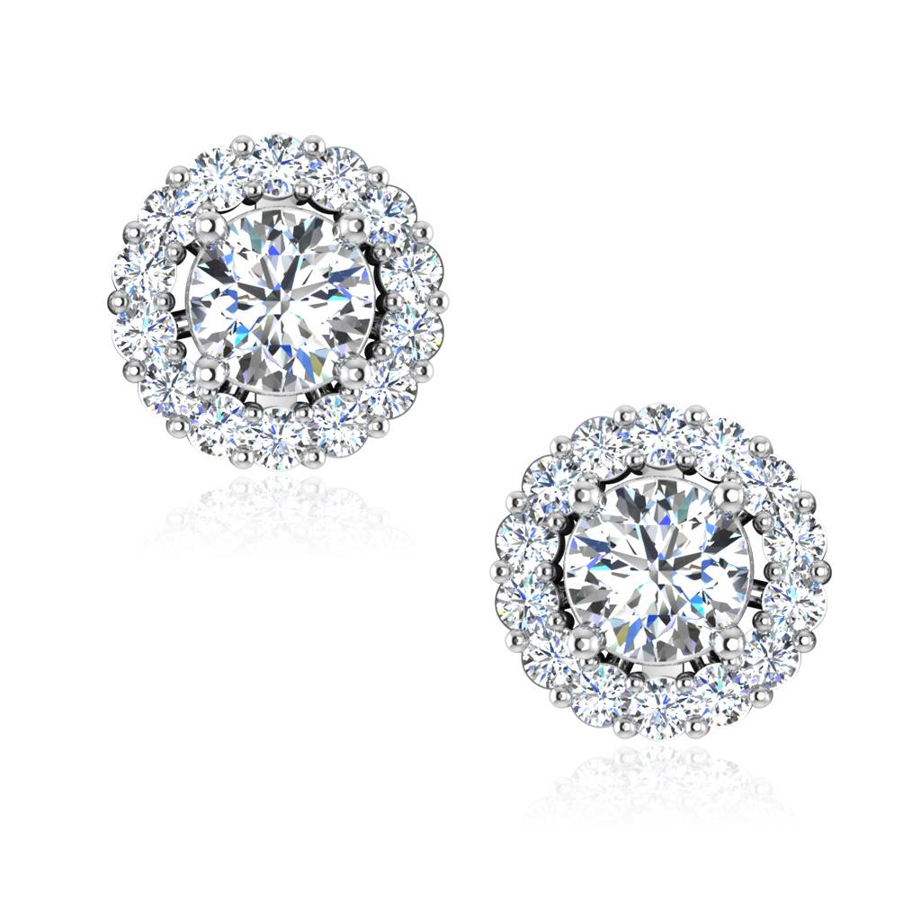 Iski Uski 925 Sterling Silver Moondust Halo Solitaire Stud Earrings