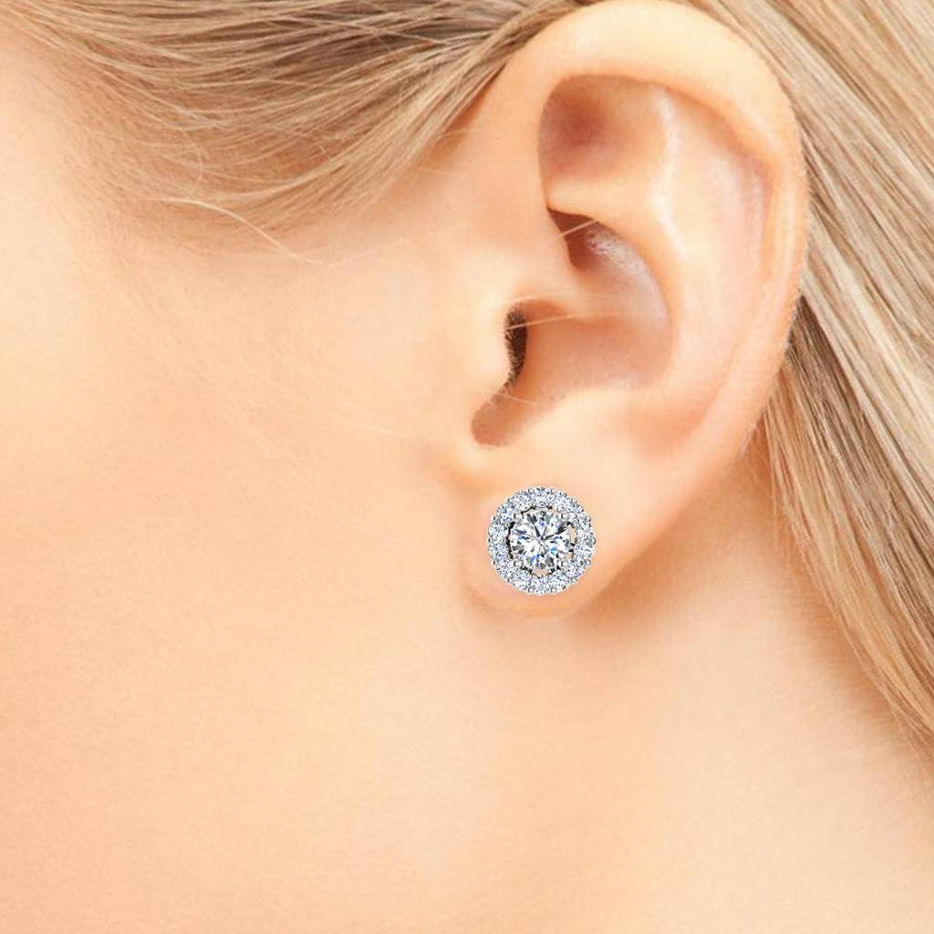 Iski Uski 925 Sterling Silver Moondust Halo Solitaire Stud Earrings