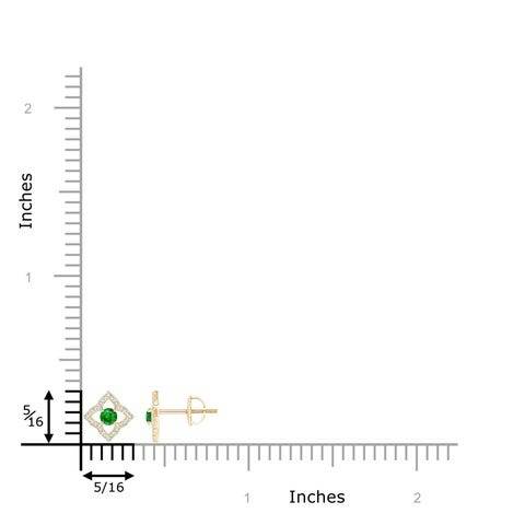 925 Sterling Emerald Green Cz Round-Cut Star-Shaped Halo Stud Earrings For Women : ER-0045-EME-YG