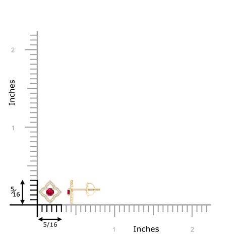 925 Sterling Ruby Pink Cz Round-Cut Star-Shaped Halo Stud Earrings For Women : ER-0045-RBY-YG