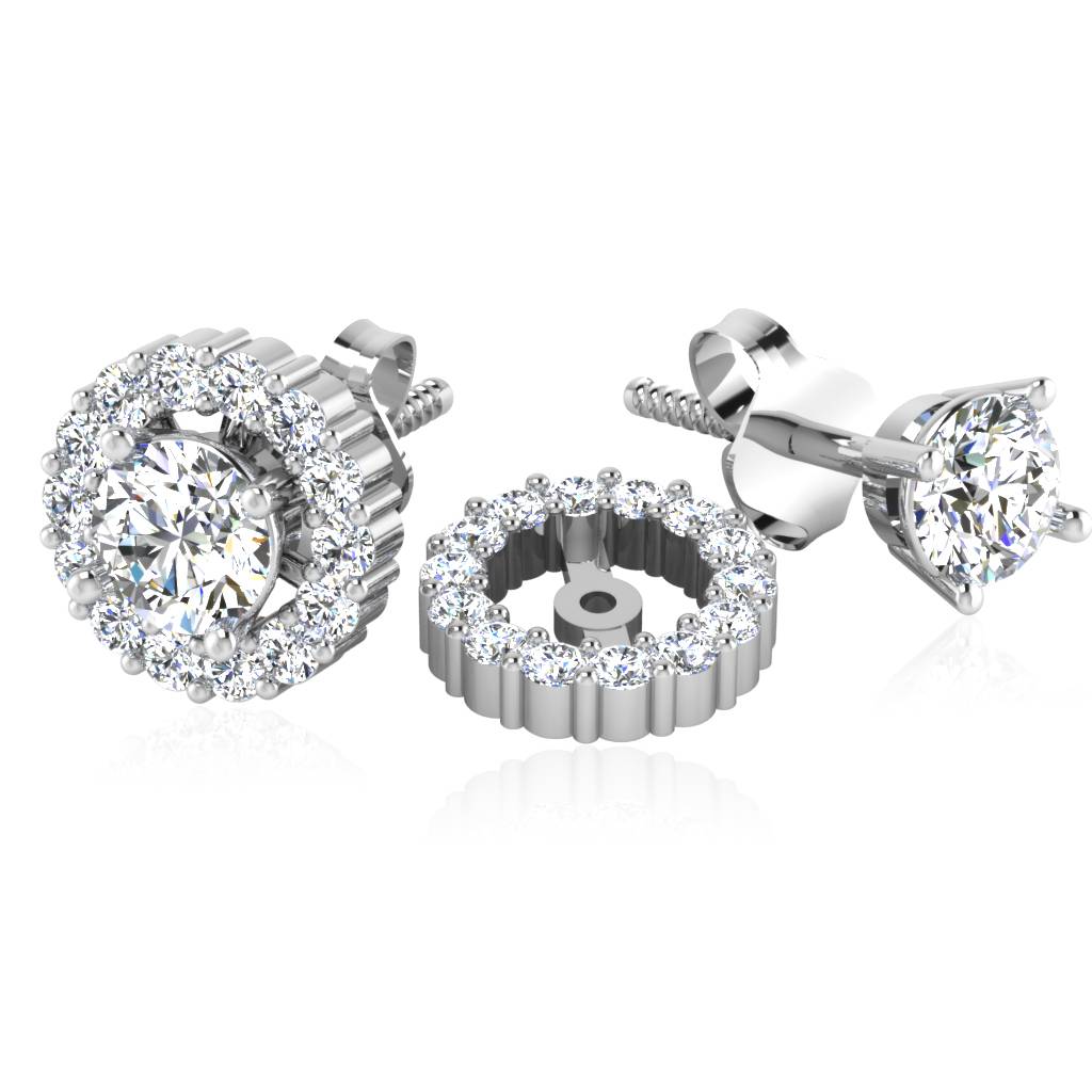 Iski Uski 925 Sterling Silver Moondust Halo Solitaire Stud Earrings