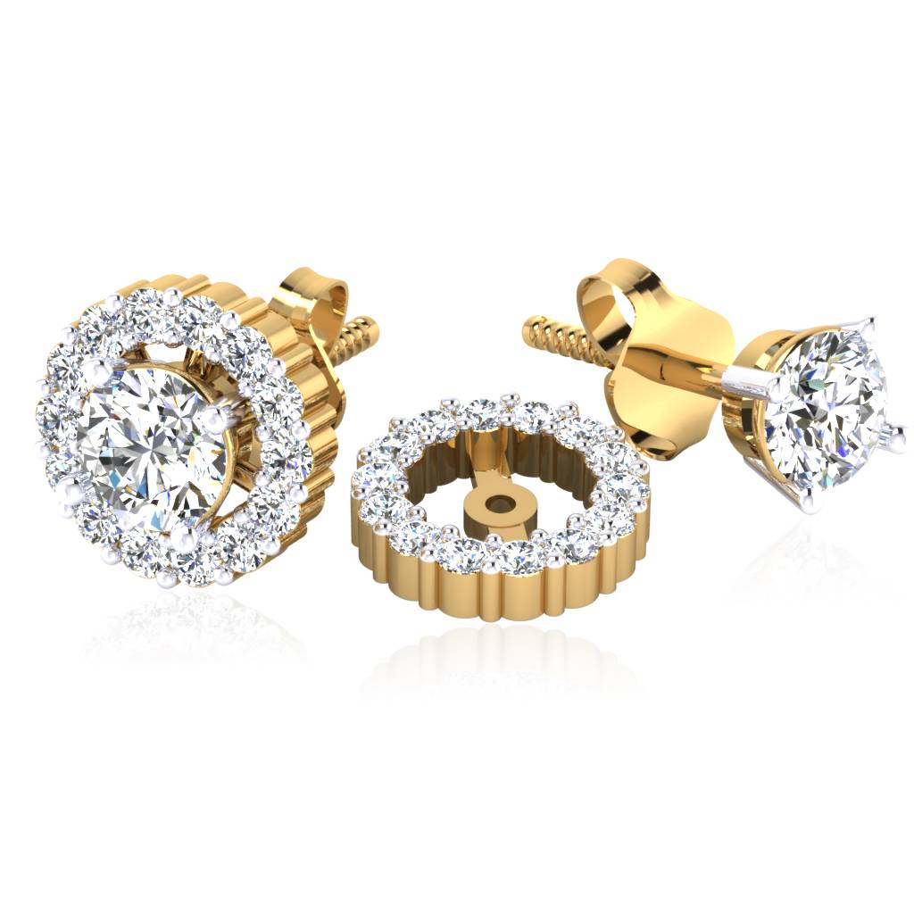 Iski Uski 925 Sterling Silver Moondust Halo Solitaire Stud Earrings