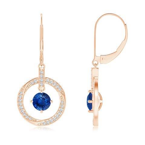 925 Sterling Blue Sapphire Blue Cz Round-Cut Orbit Circle Halo Dangle Earrings For Women : ER-0088-BSP-RG