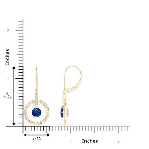 925 Sterling Blue Sapphire Blue Cz Round-Cut Orbit Circle Halo Dangle Earrings For Women : ER-0088-BSP-YG