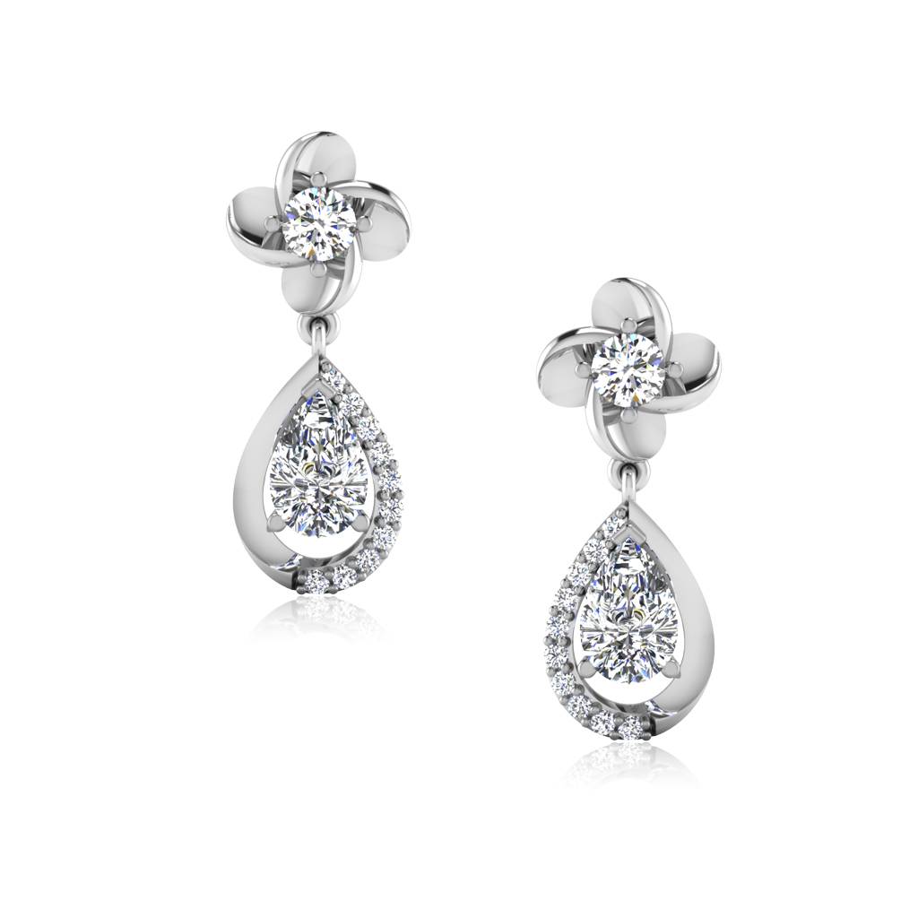 Iski Uski 925 Sterling Silver Garion Solitaire Drop Earrings