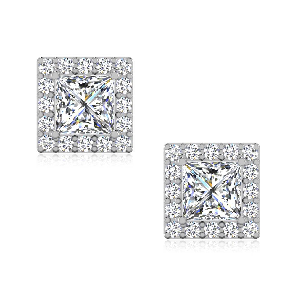 Iski Uski 925 Sterling Silver Princess Solitaire Stud Earrings