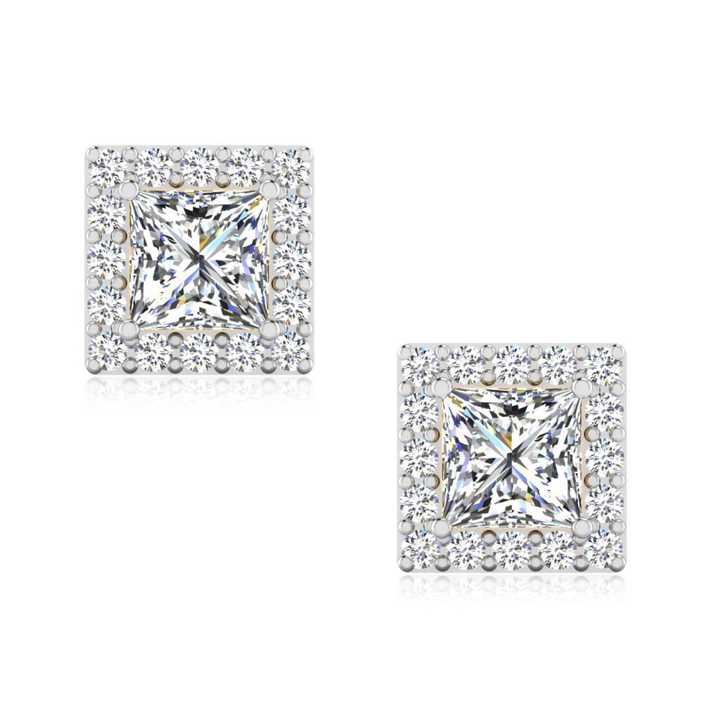 Iski Uski 925 Sterling Silver Princess Solitaire Stud Earrings