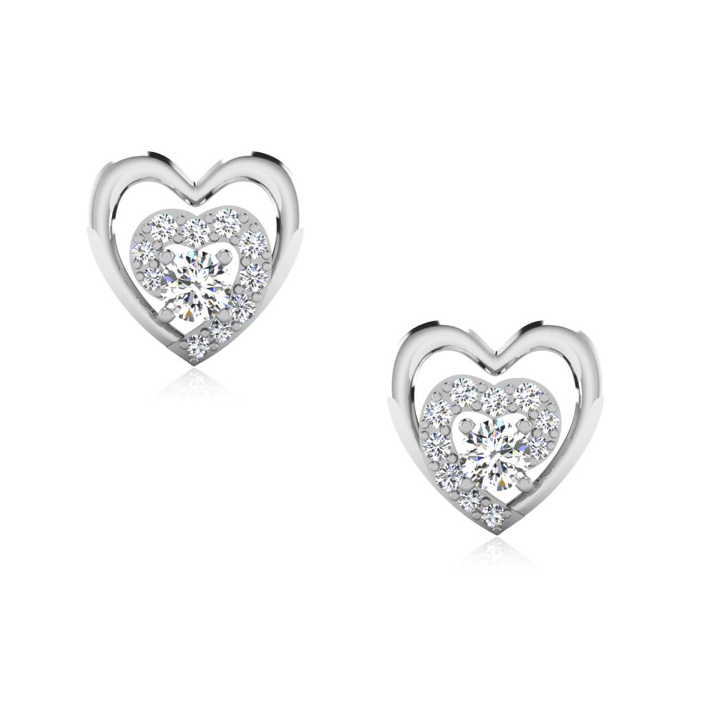 Iski Uski 925 Sterling Silver Heart Solitaire Stud Earrings