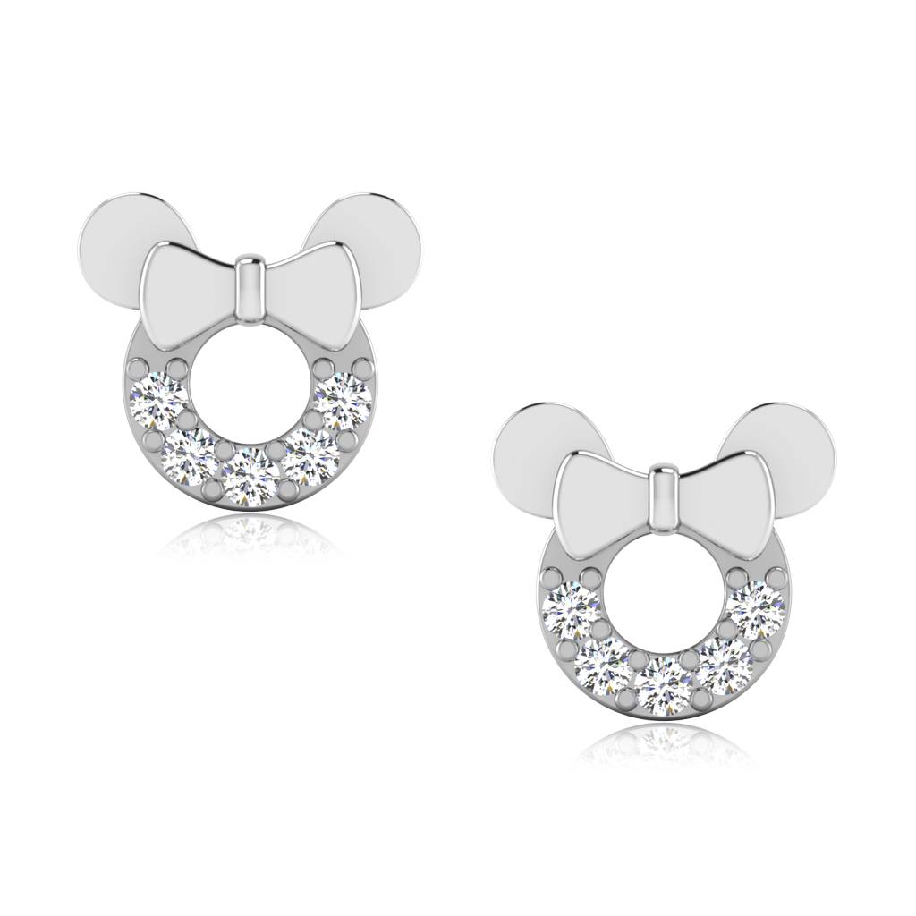 Iski Uski 925 Sterling Silver Bow Mickey Stud Earrings