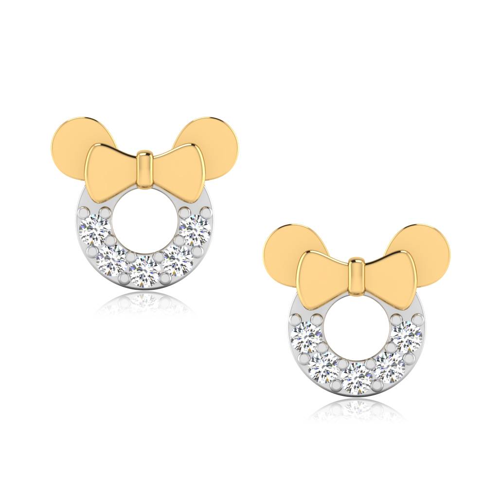 Iski Uski 925 Sterling Silver Bow Mickey Stud Earrings