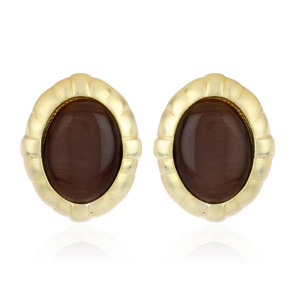 Estele Gold Plated Vintage Chocolate Studs For Women : 688705-IGER