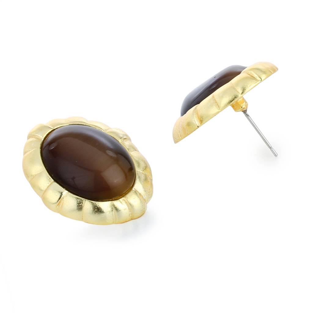 Estele Gold Plated Vintage Chocolate Studs For Women : 688705-IGER