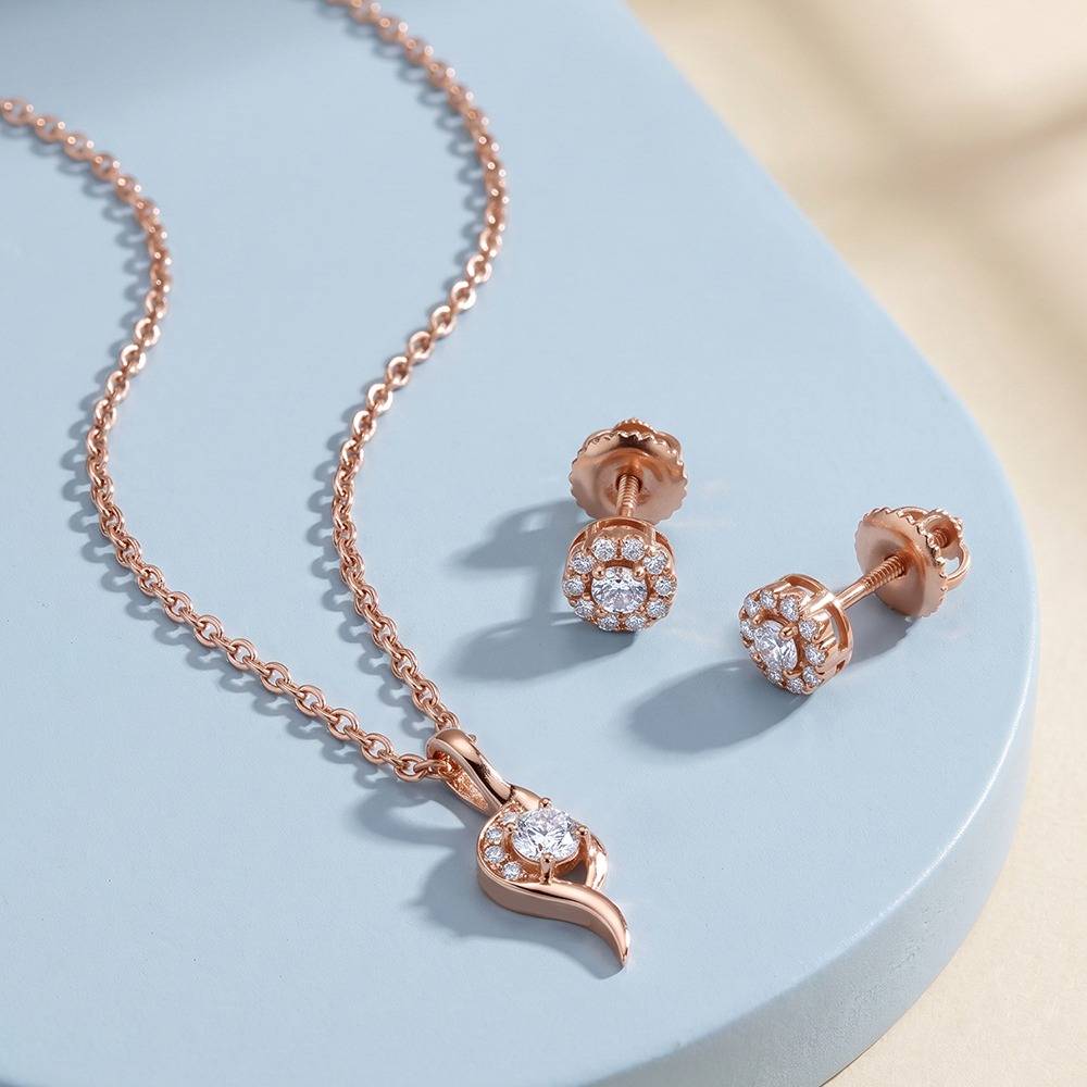 925 Siller 925 Pure Silver Necklace & Earrings, Ring Combo Set