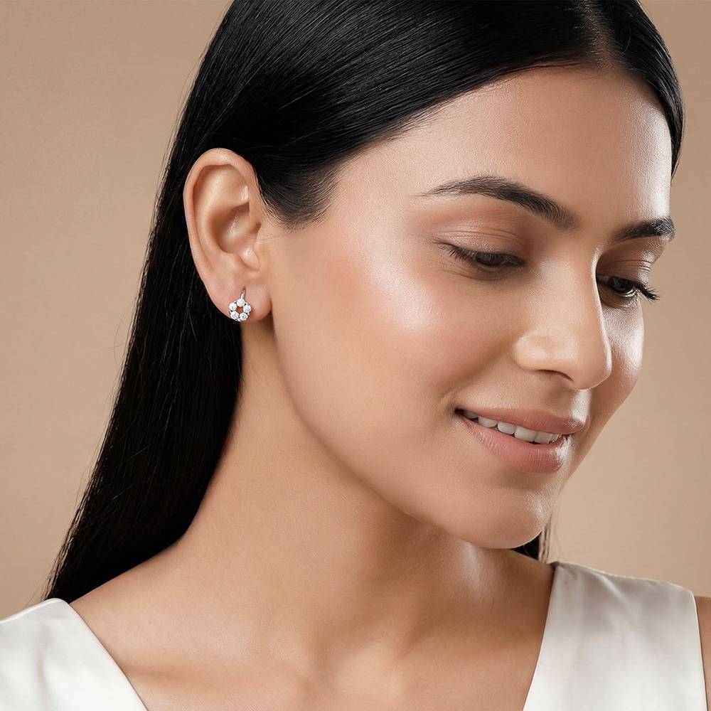 925 Silver Flora Spark Earrings|Studs To Gift Women & Girls | With Certificate Of Authenticity And 925 Stamp | 6 Mon : ER03295