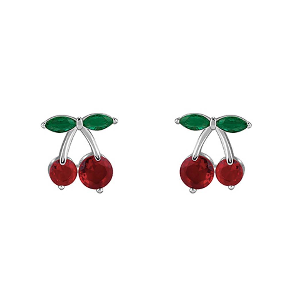 925 Silver Cherry Charm Earrings|Drops To Gift Women & Girls | With Certificate Of Authenticity And 925 Stamp | 6 Mo : ER03307