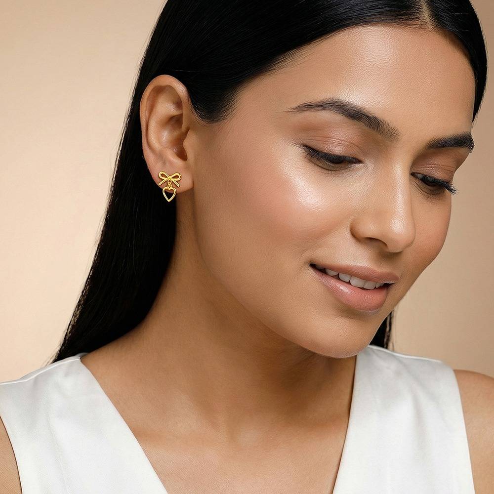 Golden Infinity Heart Earring|Drops To Gift Women & Girls | With Certificate Of Authenticity And 925 Stamp | 6 Month : ER03529