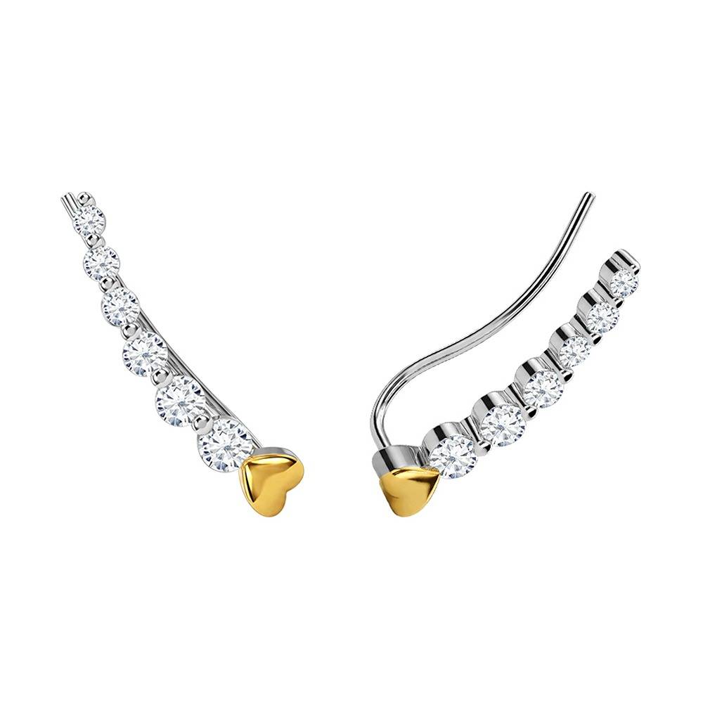 925 Silver Dual Tone Raw Edge Silver Climber Earrings|Drops To Gift Women & Girls | With Certificate Of Authenticity : ER03642