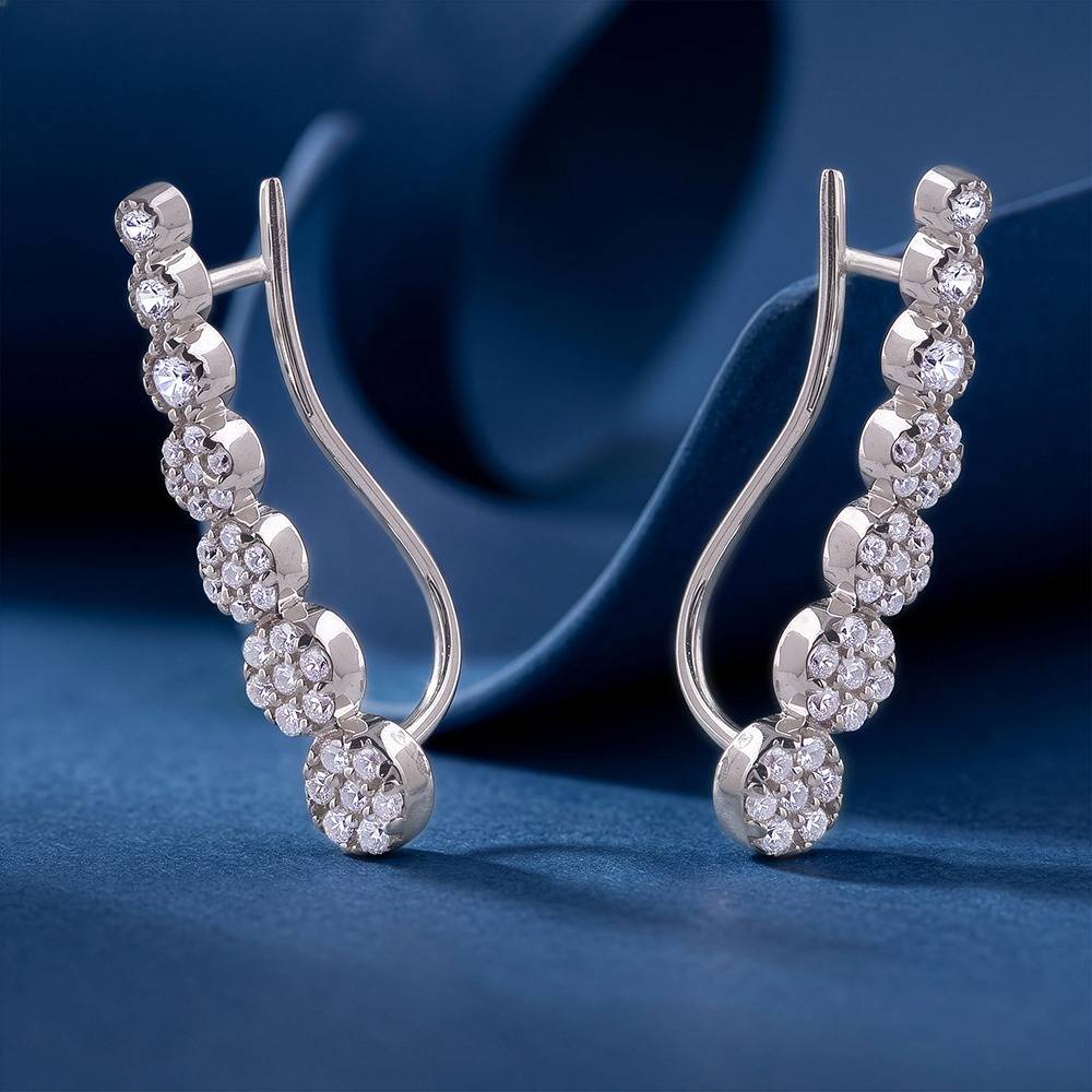 925 Silver Rise In Circles Climber Earrings|Drops To Gift Women & Girls | With Certificate Of Authenticity And 925 S : ER03645