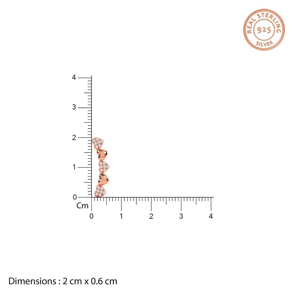 925 Silver Rose Gold Alterna Heart Climber Earrings|Studs To Gift Women & Girls | With Certificate Of Authenticity A : ER03650