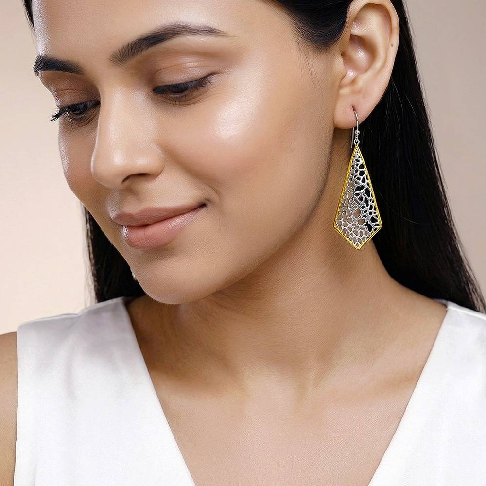 925 Silver Dual Tone Kite Filigree Silver Earrings|Drops To Gift Women & Girls | With Certificate Of Authenticity An : ER03657