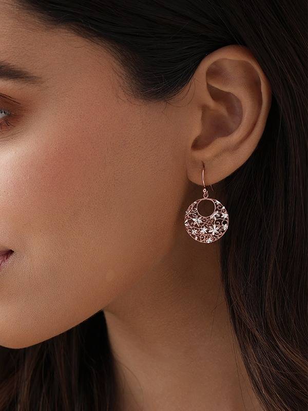 Rose Gold Filigree Drop Earrings : ER1821102T