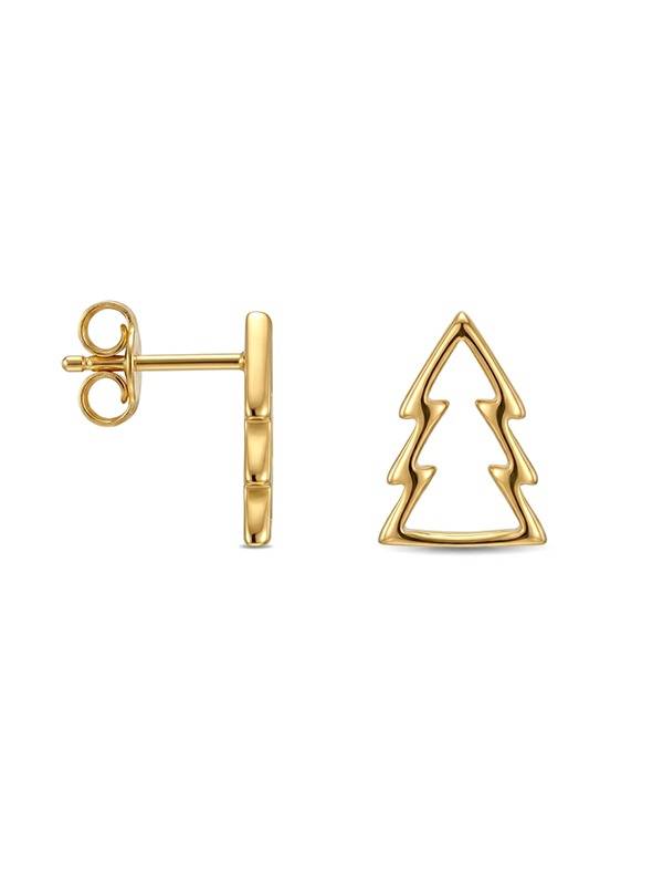 Golden Noel Tree Stud Earrings : ER184205FG
