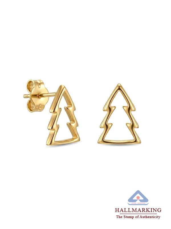 Golden Noel Tree Stud Earrings : ER184205FG
