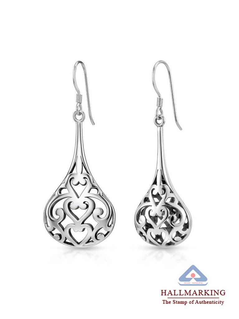 Antique Open Filigree Teardrop Earrings : ER184690AT