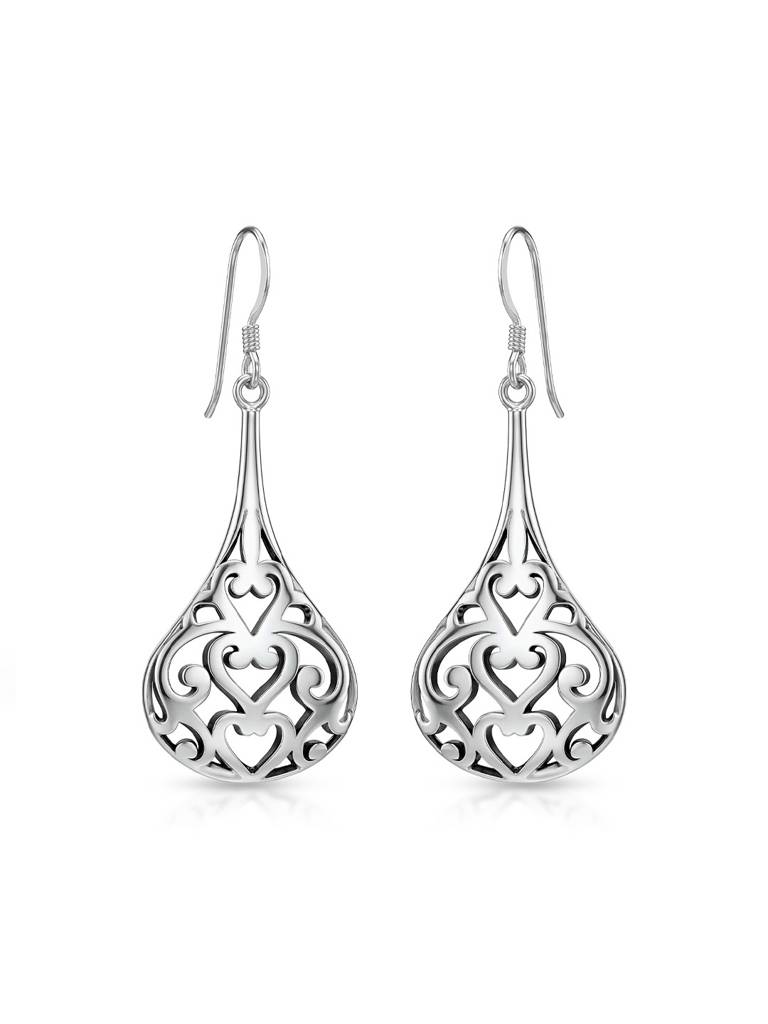 Antique Open Filigree Teardrop Earrings : ER184690AT