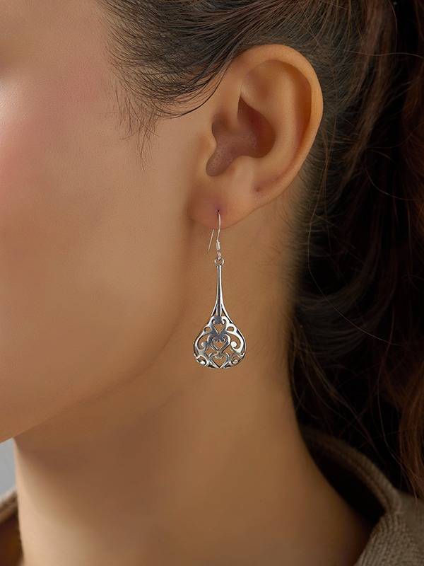 Antique Open Filigree Teardrop Earrings : ER184690AT