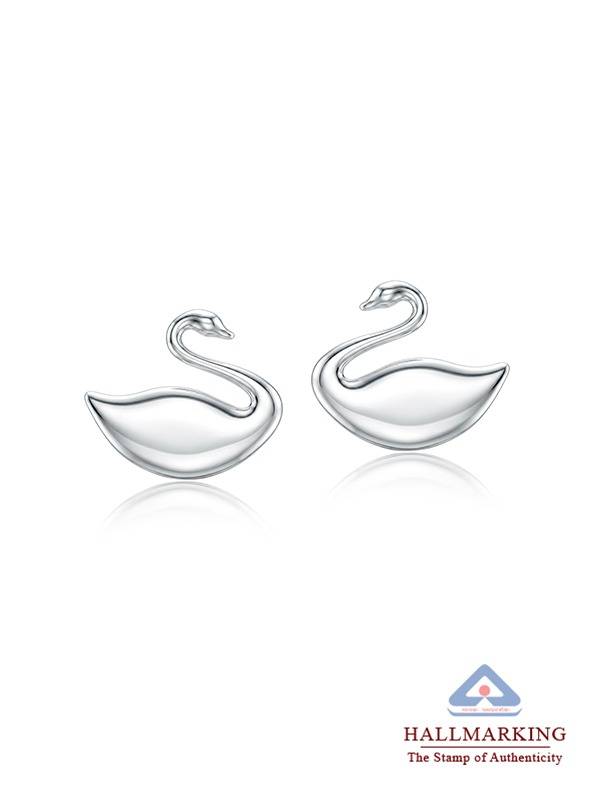Silver Seraphine Swan Stud Earrings : ER185114SL