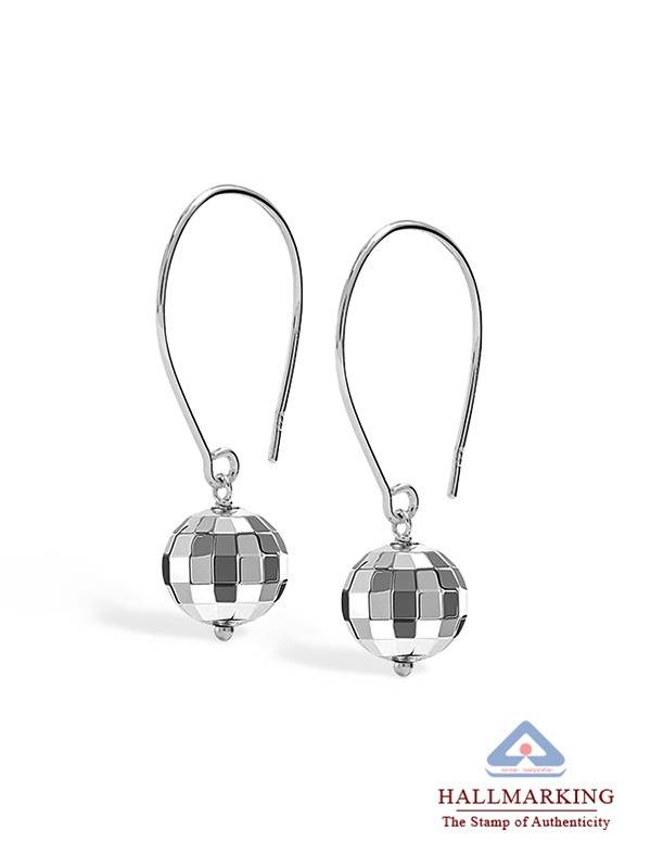 Threader Wire Hammered Mirror Ball Disco Ball Drop Dangle Earring For Women : ER185505DC