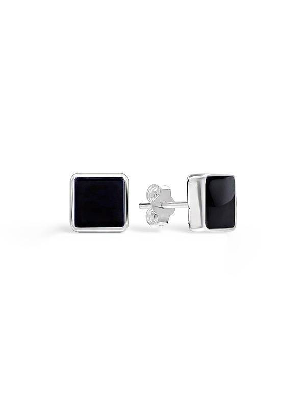 Black Onyx Bezel Studs For Men : ER185810A2SL