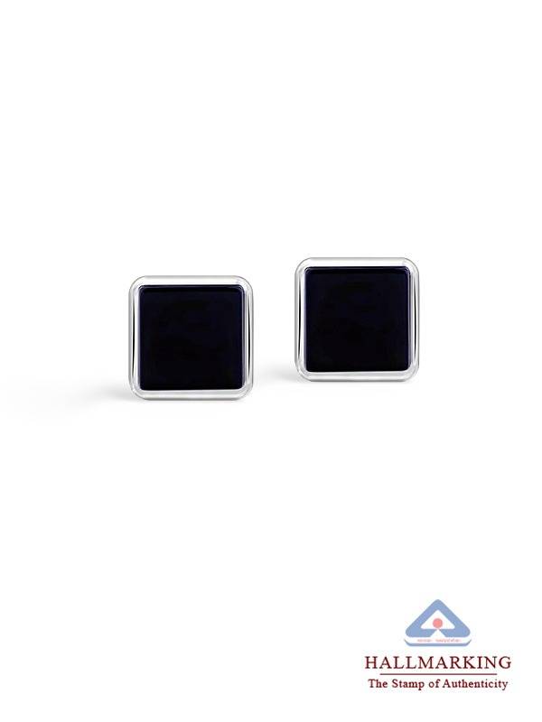 Black Onyx Bezel Studs For Men : ER185810A2SL