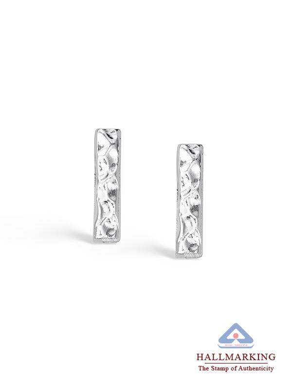 Hammered Minimalist Bar Studs : ER185878SL