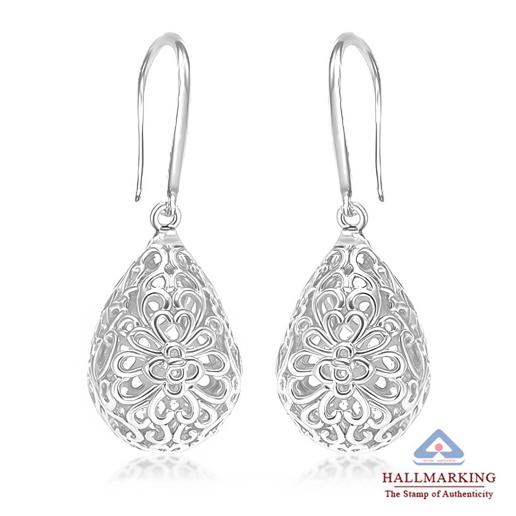 Celestia Silver Filigree Teardrop Earrings : ER186711SL