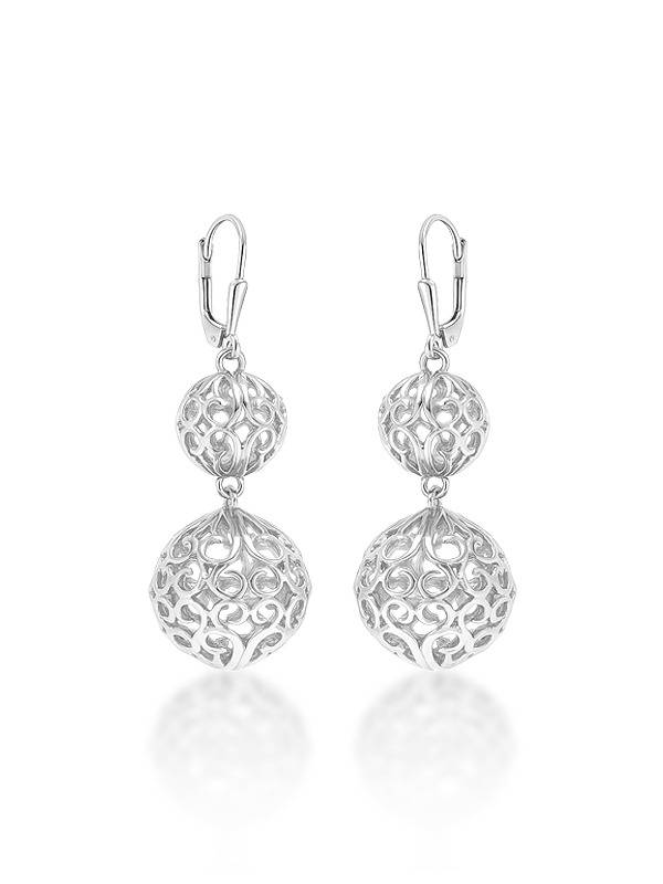 Silver Petal Cascade Filigree Dangle Earrings : ER186750SL