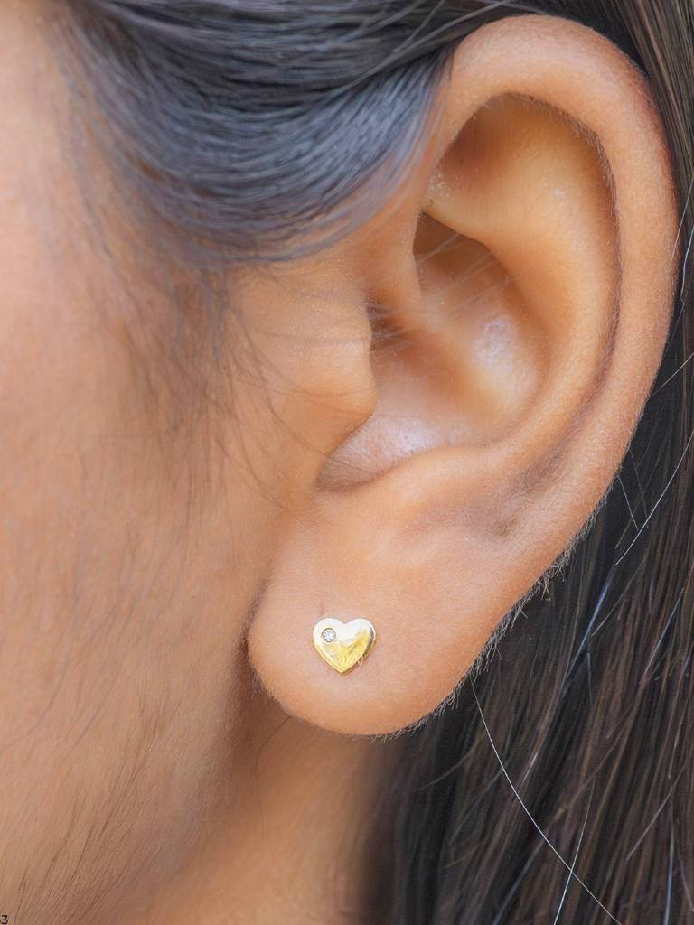 Heart Shape 18K Yelllow Gold Plated Stud Earrings : ER50033Y