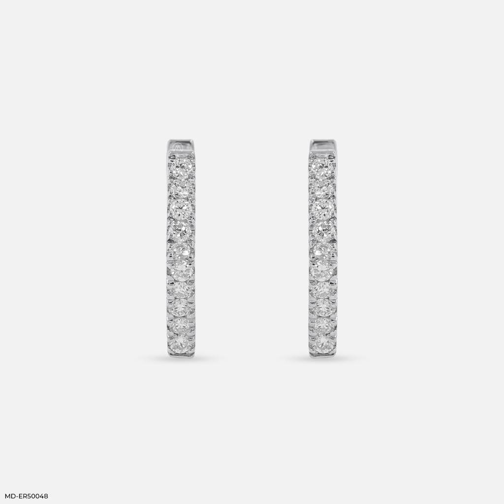 925 Sterling Silver Lab Grown Diamond Hoops Earrings : ER50048W