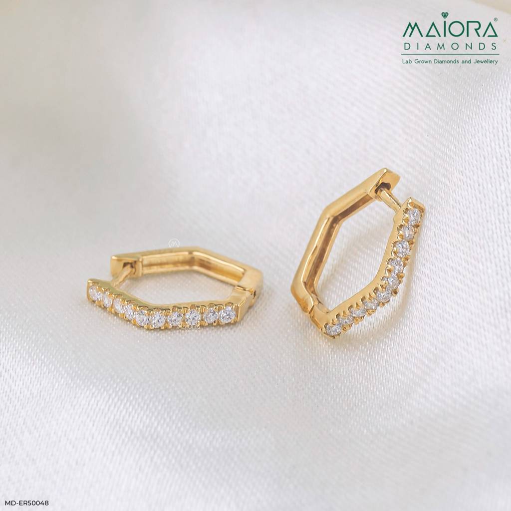 925 Sterling Silver Lab Grown Diamond Hoops Earrings : ER50048Y