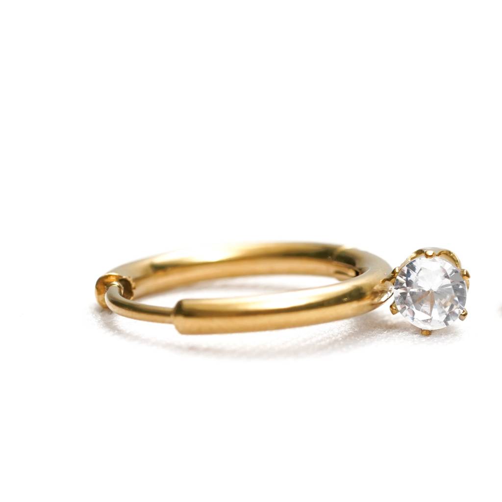Mini Hoop Earrings With Zircon Charm : ER87