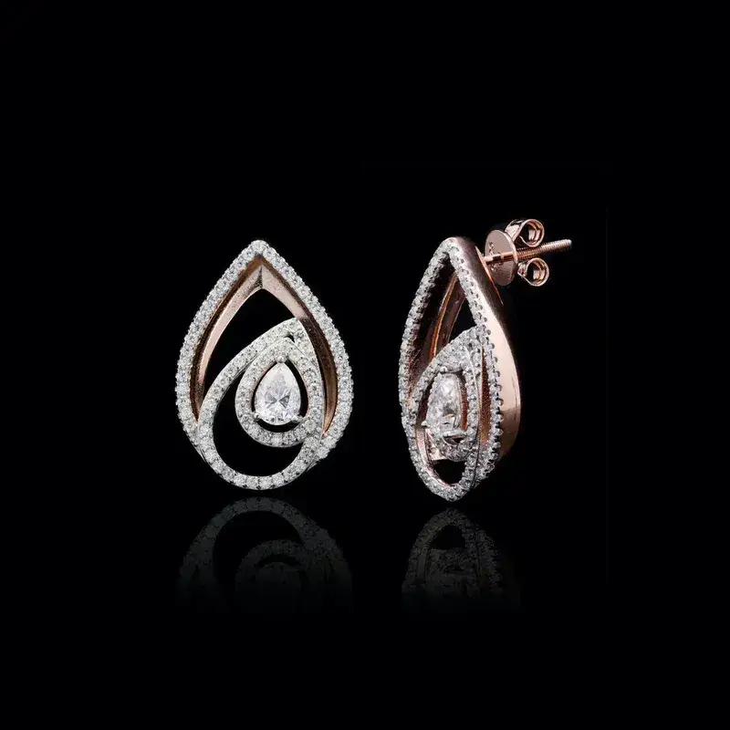 Pure 925 Silver Leaf Layer Moissanite Earrings For Women : SYM-0485