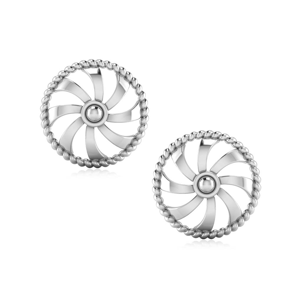 Iski Uski 925 Sterling Silver Round Plain Classic Stud Earrings